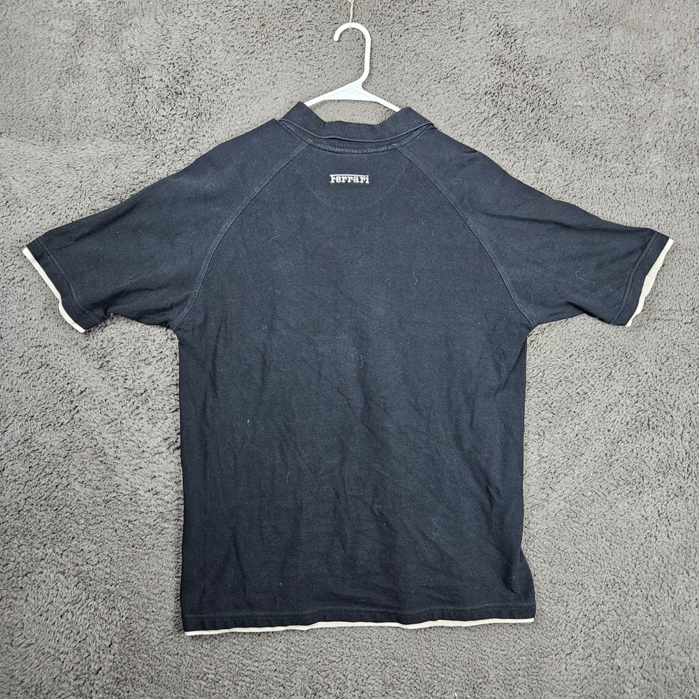 Ferrari Mens Navy Blue Short Sleeve Polo Shirt SF Shield Logo Size L - Picture 8 of 9